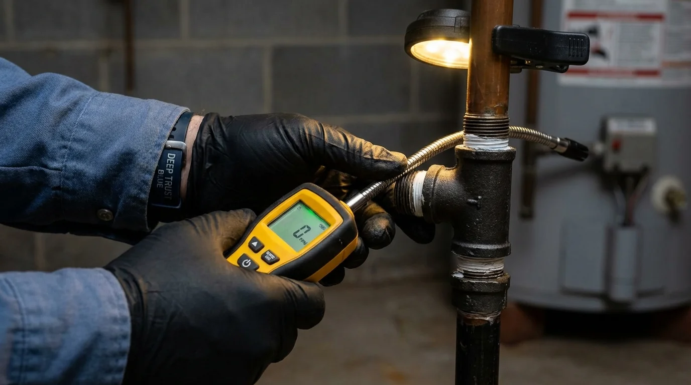 Gas leak detection with electronic sniffer by Johns Plumbing LLC in Aliceville