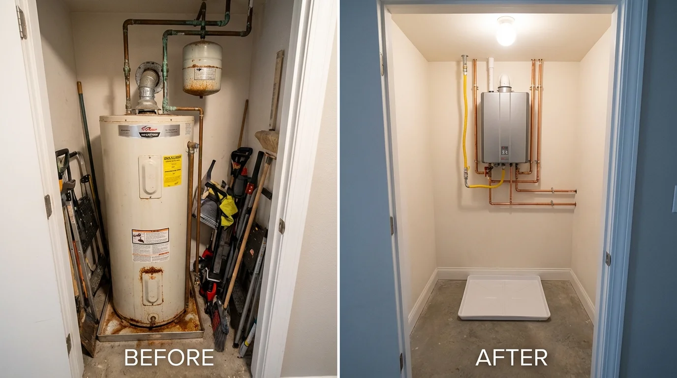 Tank water heater versus wall-mounted tankless unit comparison for Aliceville, AL homeowners